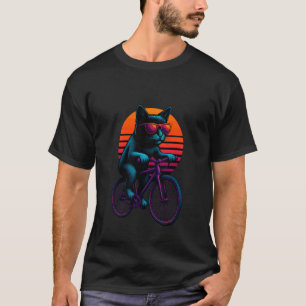 Retro Cat With Bike Bicycle Cycling Rider T-Shirt