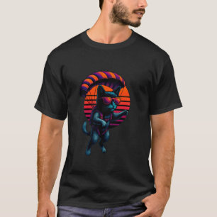Retro Cat With Parachute Suit Base Jumping Adventu T-Shirt