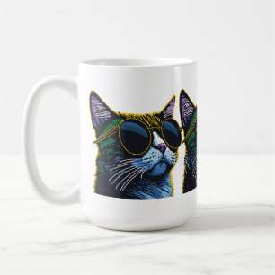 Retro Cat: Yellow Glasses Charm Coffee Mug