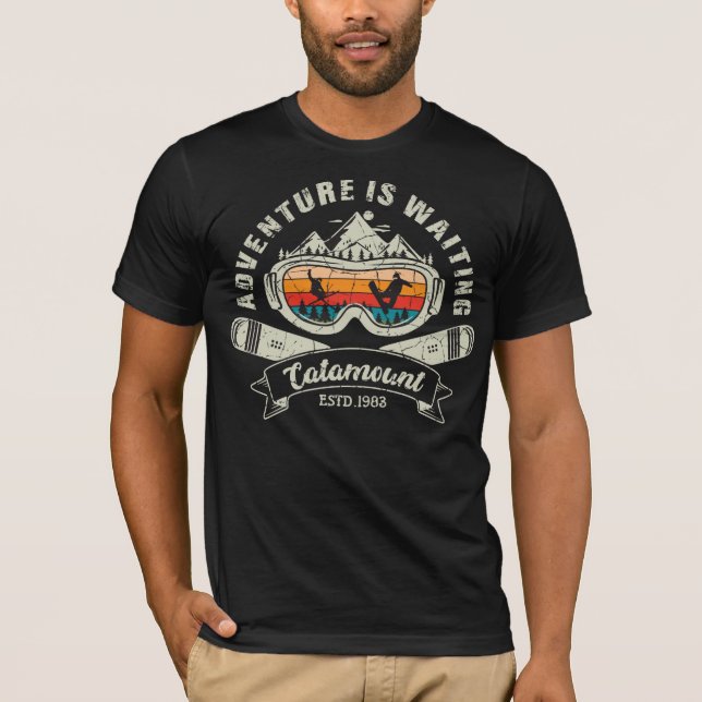 Retro Catamount Ski Adventure is Waiting T-Shirt (Front)