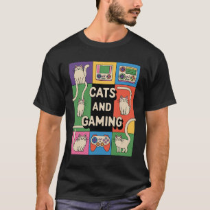 Retro Cats And Gaming Funny Cat Lover And Video Ga T-Shirt