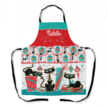 Retro Cats Christmas Apron- Customisable