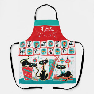 Retro Cats Christmas Apron- Customisable Apron