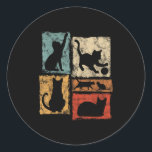 Retro Cats Every Day Habits Graphic For Cat Dad An Classic Round Sticker<br><div class="desc">Retro Cats Every Day Habits Graphic For Cat Dad And Mum</div>
