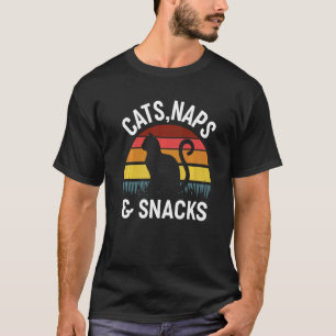 Retro Cats Naps And Snacks  Mum Life T-Shirt