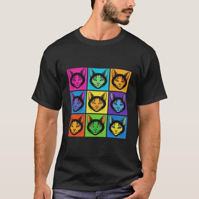 Retro Cats pop art Andy Warhol style T-Shirt (Front)