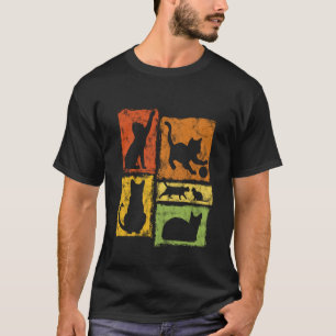 Retro Cats Typical Poses Graphic for Cat Dads and T-Shirt