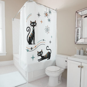 Retro Cats Vintage Mid Century Modern Atomic Cute Shower Curtain