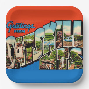 Retro Catskill Mountains Paper Plate