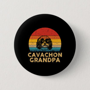 Retro Cavachon Grandpa Dog Lover Paw Dad Fathers D 6 Cm Round Badge