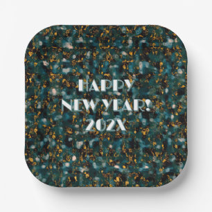 Retro Celestial Confetti Abstract New Years Paper Plate