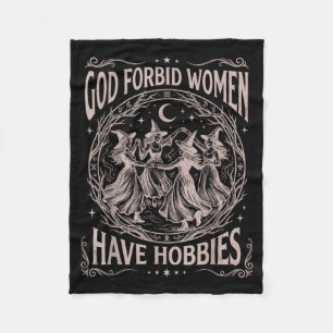 Retro Celestial God Forbid Women Have Hobbies Fleece Blanket