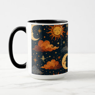 Retro Celestial Sun Moon Morning Coffee Mug Gift