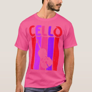Retro Cello Art Cellist Gift Idea Cello Player Red T-Shirt
