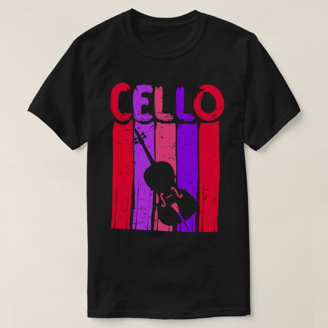 Retro Cello Art Cellist Gift Idea Cello Player Red T-Shirt (Design Front)