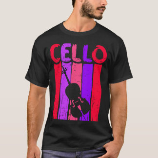 Retro Cello Art Cellist Gift Idea Cello Player Red T-Shirt