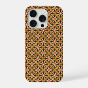 Retro Centred Geometric flower in diamond pattern iPhone 15 Pro Case