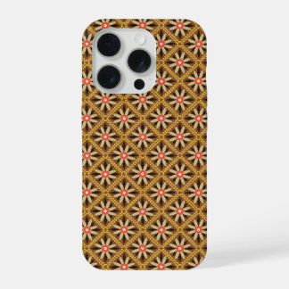 Retro Centred Geometric flower in diamond pattern iPhone 15 Pro Case