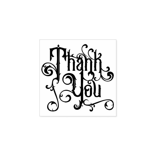 Retro Century Ornament Classic Thank you Rubber Stamp (Imprint)