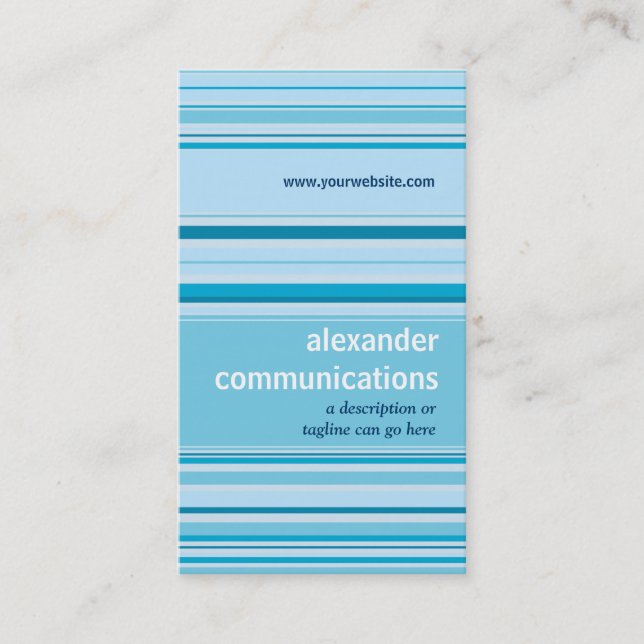 Retro Cerulean Stripes Business Card (Front)