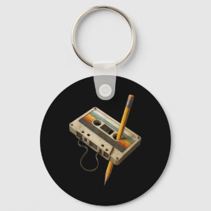 Retro Cette And Pencil Funny 80s 90s Mixtape Nosta Key Ring