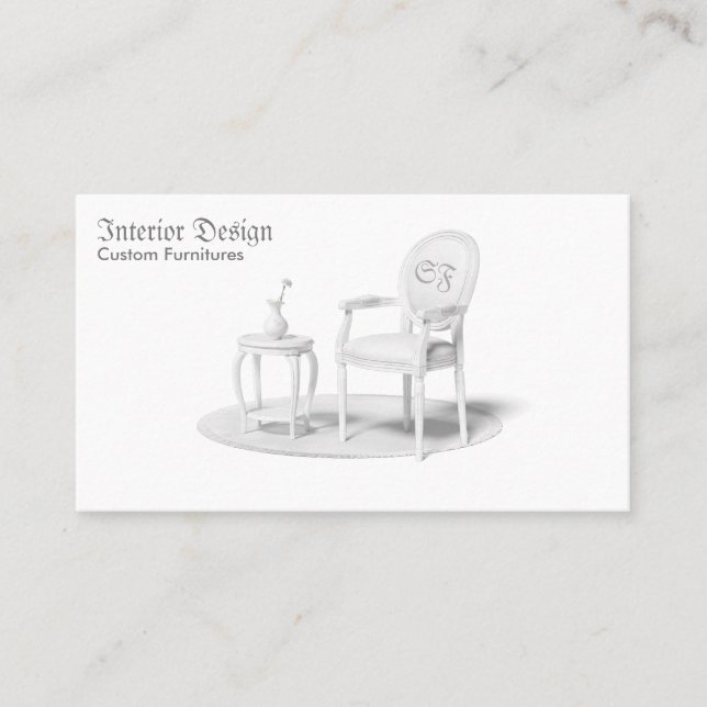 Retro Chair Table Vase Carpet Business Card (Front)