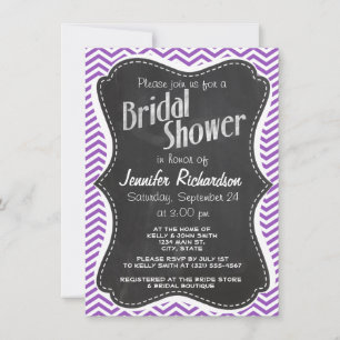 Retro Chalkboard; Deep Lilac Chevron Invitation