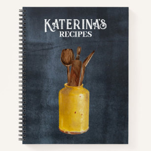Retro Chalkboard Kitchen Utensils Recipe Notebook