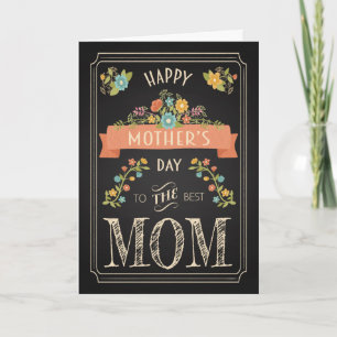Retro Chalkboard Mother’s Day with Flowers Card