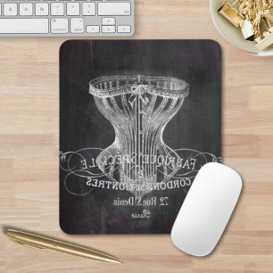 Retro chalkboard scripts victorian lingerie corset mouse mat