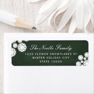Retro Chalkboard Snowflakes Flower Holiday Address