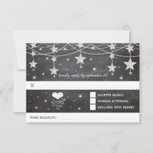 Retro Chalkboard Stars 4th of July Wedding RSVP Card