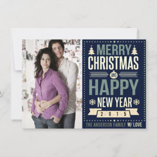 Retro Chalkboard Typography Christmas Photo Holiday Card
