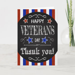 Retro Chalkboard Veterans Day w/ Stars and Stripes Card