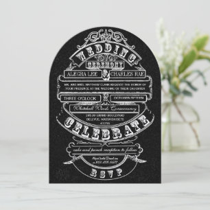 Retro Chalkboard Vintage Modern Wedding Invitation