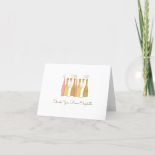 Retro Champagne Bottles Glam Retro 1960s  Style Thank You Card