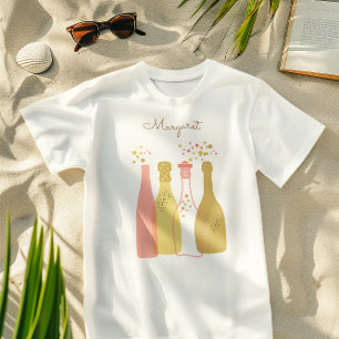 Retro Champagne Girls Night Out Cute Personalised T-Shirt