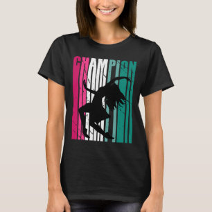 Retro Champion Of Dance Silhouette Colourful Teal T-Shirt