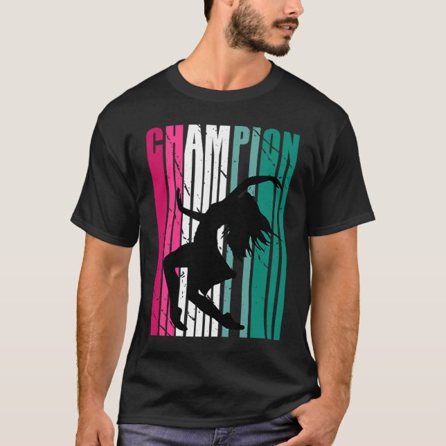 Retro Champion Of Dance Silhouette Colourful Teal  T-Shirt (Front)