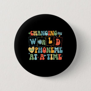 Retro Changing The World One Phoneme At A Time Fun 6 Cm Round Badge