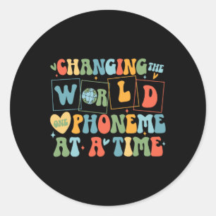 Retro Changing The World One Phoneme At A Time Fun Classic Round Sticker