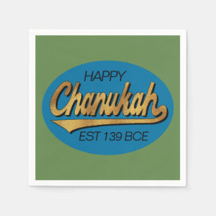 Retro Chanukkah 139 BCE Funny Blue N Green Design Napkin