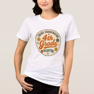 Retro Chaos Coordinator 4th Grade Teacher Tri-Blend Shirt