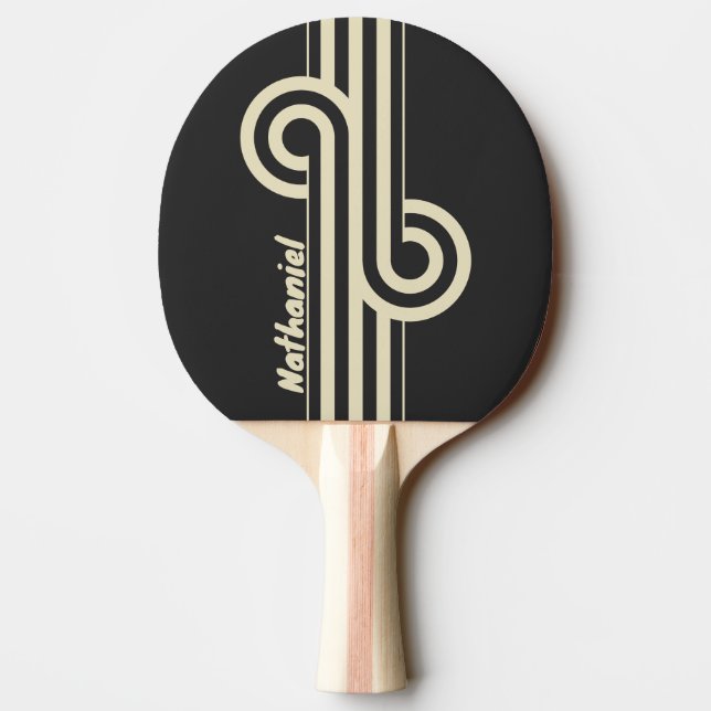 Retro Charcoal Dual Stripe Loop with Name Ping Pong Paddle (Back)