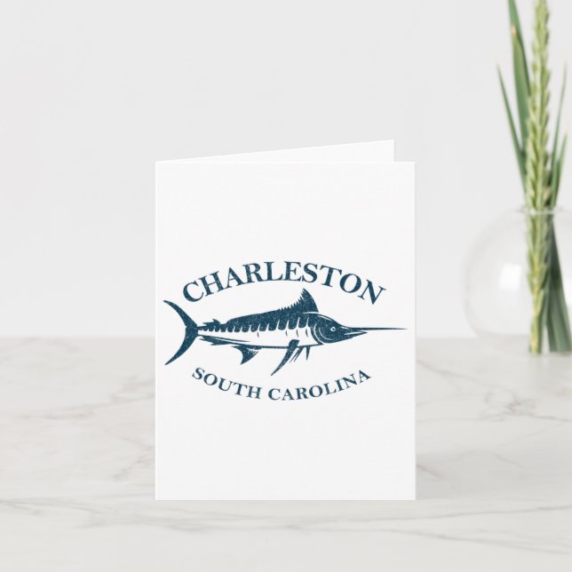 Retro Charleston South Carolina Vintage Fishing Bo Card (Front)