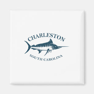 Retro Charleston South Carolina Vintage Fishing Bo Magnet