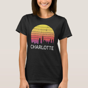 Retro Charlotte Skyline Vintage Urban Buildings T-Shirt