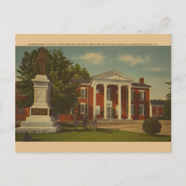 Retro Charlottesville Civil War Monument Postcard (Front)