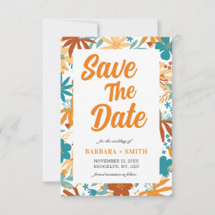 Retro Charm Abstract Bright Bold Wildflower  Save The Date