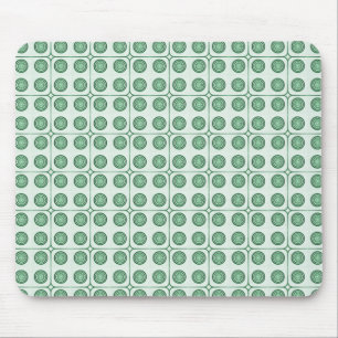 Retro Charm Circles Mousepad, Dark Green Mouse Mat